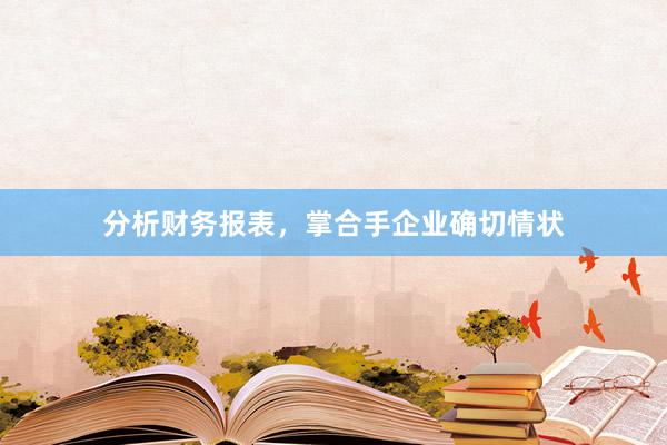 分析财务报表，掌合手企业确切情状