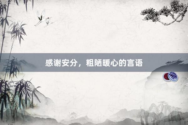 感谢安分,粗陋暖心的言语